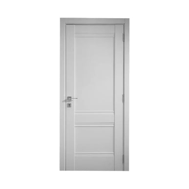 Ușă interior Valencia White Silk Mat – complet echipată, cu toc reglabil și decor vertical alb mat Omis