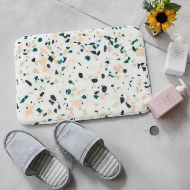 Covoraș baie absorbant, imitație cașmir, strat antiderapant, 40×60 cm, model Terrazzo