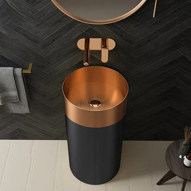 Lavoar Freestanding din Inox Elegant cu Bază Mată- 3883 Rose Gold-Black 38110-R www.olivy.ro