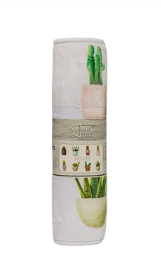 Covoras baie, SANITARY, Microfibra, 45x75 cm, alb cu imprimeu plante verzi, Dreptunghiular