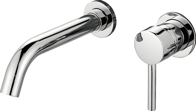 Baterie încastrată pentru lavoar JH-18151, finisaj crom, cu pipă curbată și manetă monocomandă montată separat