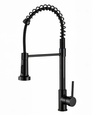 Baterie bucătărie 87049 – pipă flexibilă cu arc – negru mat