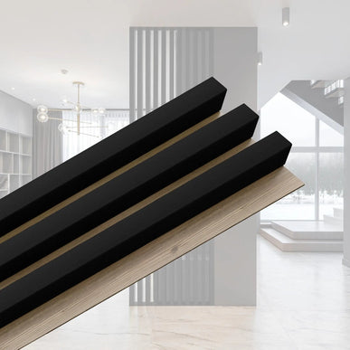 Panou 3 Riflaje Negru/Stejar din Lemn, Linea Slim 3 Stegu