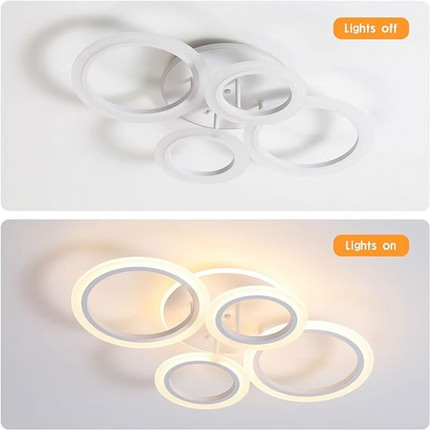 Lustra LED Concept Circles, cu telecomanda,176W, alb, cu trei tipuri de lumina 6601/2+2 A LMX