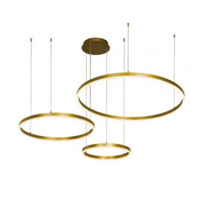 Lustra LED Goldish Rings, suspendata, cu telecomanda,204W, iluminat modern, auriu G3651/30+40+60 GD LMX