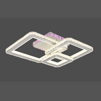 Lustra LED Square Style, cu telecomanda, 88W, 3500lm, gri, cu trei tipuri de lumina,L7604/3C LMX