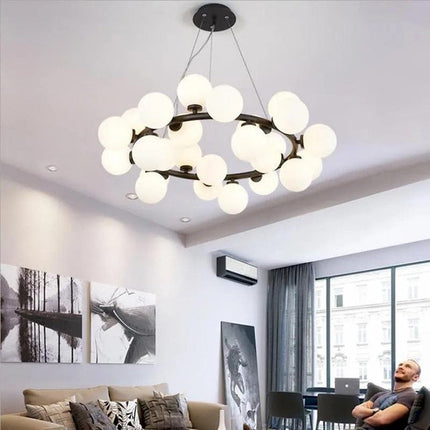 Lustra Led Modern Glowing, suspendata,cu 25 becuri, 75W, 3600lm, negru, bec G9, lumina 4000k DX1010/25 BK LMX
