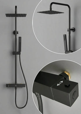 Sistem de duș termostatic – Mason – Negru mat
