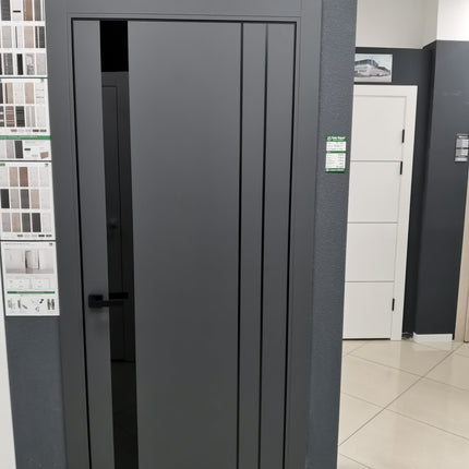 Ușă de interior PL-22  – Design modern cu inserții sticlă albă / Plato - Carlo Porte www.olivy.ro
