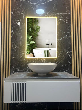 Oglindă LED Baie 80x60 cm cu 3 Tipuri de Lumină și Funcție Dezaburire JHD 2320 www.olivy.ro