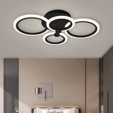 Lustra LED Concept Circles, cu telecomanda, 176W, negru, cu trei tipuri de lumina 6601/2+2 BK LMX