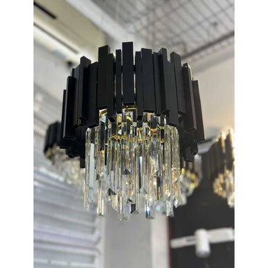 Candelabru de Cristal pe Lanț Negru – Eleganță și Lux 6924/300 BK LMX