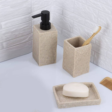 Set 3 piese accesorii de baie bej piatra