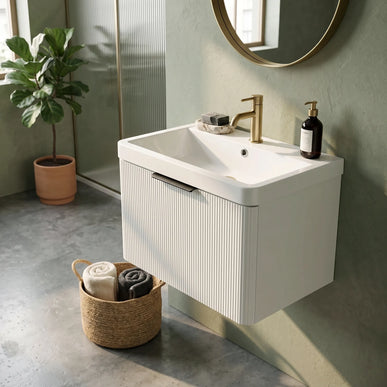 Mobilier de baie pe pardosea Frost, Alb