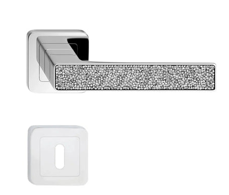 Manere usi DEKO Crom cu decor de cristale albe TM