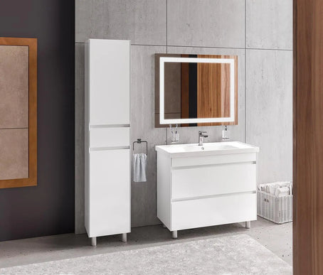 Mobilier de baie pe pardoseală Valencia Alb Aqua Rodos