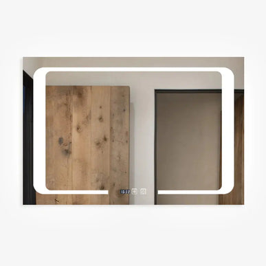 Oglinda LED 90X60cm cu Functie Dezaburire, Touch si Ceas J16 www.olivy.ro