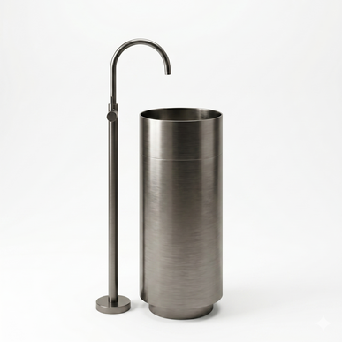 Lavoar Freestanding din Inox Elegant cu Bază Mată- 3883 Black-Black 38110-B