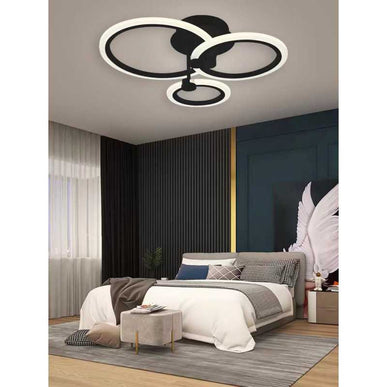 Lustră LED 3 Cercuri Neagră – Iluminare Inteligentă și Design Modern - G3373/1+1+1 BK LMX