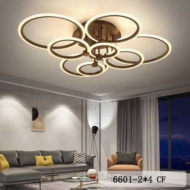 Lustră LED 8 Cercuri Neagră cu Telecomandă WiFi 2.4G – Design Modern și Iluminare Inteligentă - 6601/2X4 BK LMX