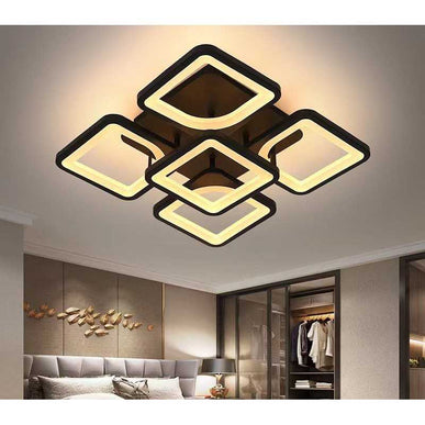 Lustră LED Pătrată cu Telecomandă WiFi 2.4G – Iluminare Inteligentă și Modernă 6604/4+1 BK LMX