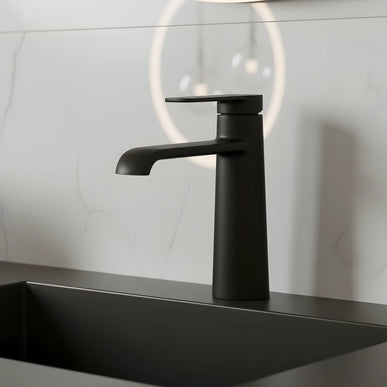 Baterie lavoar negru mat – design modern din alamă solidă