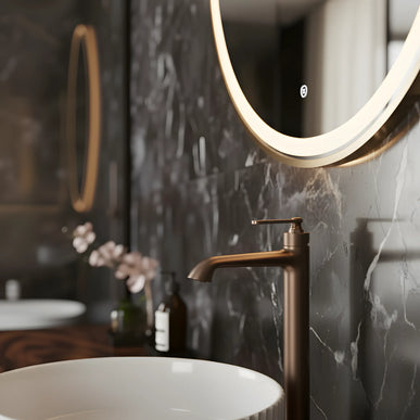 Baterie înaltă lavoar baie bronz satinat – Mâner clasic în trepte | B1006A 02