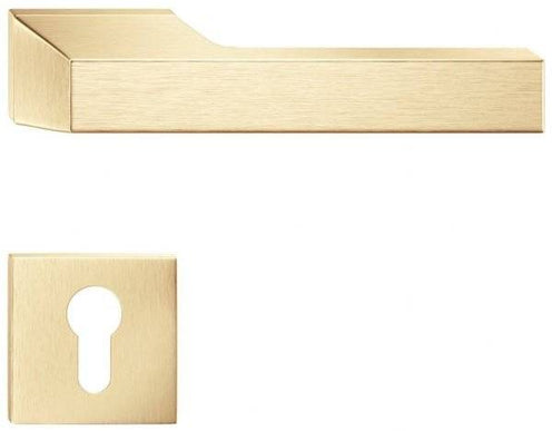 Mânere uși Maxima – Auriu Satin Mat cu Rozetă Yală Inclusă