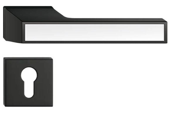 Mâner ușă MAXIMA CONNECT – Negru cu decor alb mat, cu yală inclusă