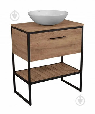 Mobilier de baie pe pardoseală Loft Scandi Seville, cu blat și lavoar (Zero) Aqua Rodos