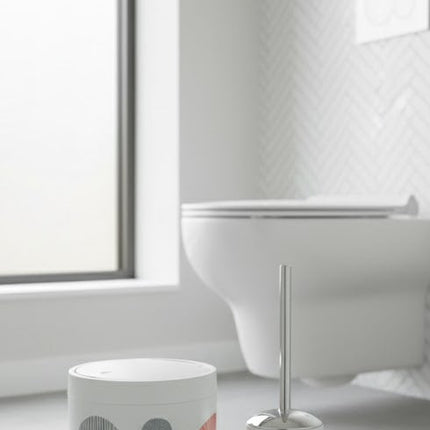 Set accesorii baie alb cu cercuri decorative, SANITARY – 6 piese, cu design geometric modern