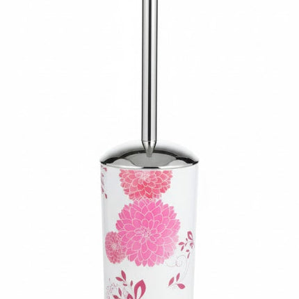 Set accesorii baie alb "Floral Harmony", SANITARY – 6 piese, cu imprimeu floral roz