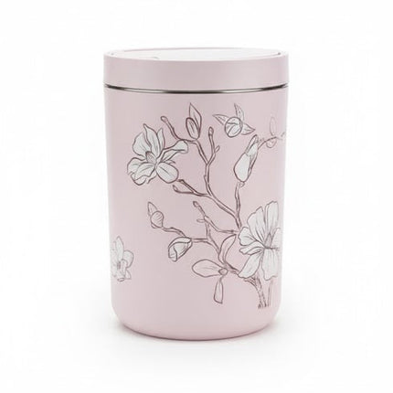 Set accesorii baie roz pastel cu flori, SANITARY – 6 piese, design floral elegant