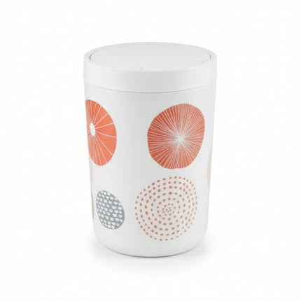 Set accesorii baie alb cu cercuri decorative, SANITARY – 6 piese, cu design geometric modern