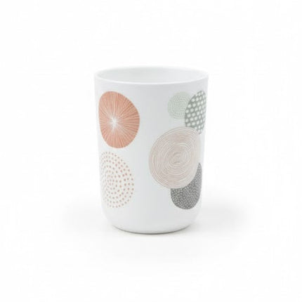 Set accesorii baie alb cu cercuri decorative, SANITARY – 6 piese, cu design geometric modern