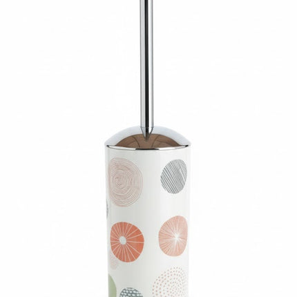 Set accesorii baie alb cu cercuri decorative, SANITARY – 6 piese, cu design geometric modern