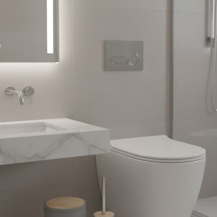 Set accesorii baie, cu accente lemnoase, SANITARY, 6 piese, gri cu detalii bej