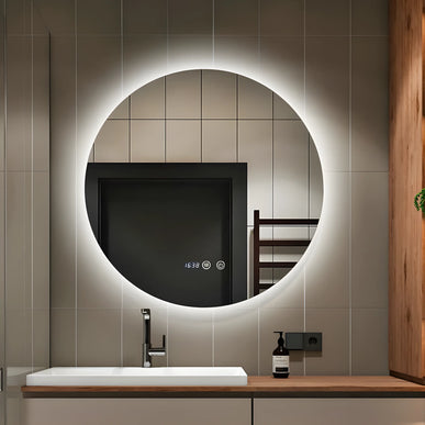 Oglindă Baie LED cu functie Dezaburire, Ceas ,Trei tipuri de lumină ,J170 www.olivy.ro