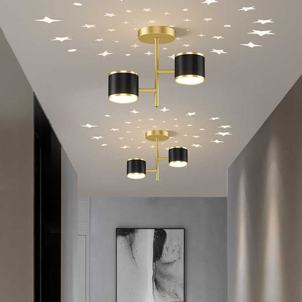 Plafoniera LED Cu Cer Înstelat Negru+Gold – Design Modern și Iluminare Versatilă - 9105 LMX