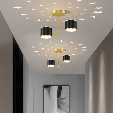 Plafoniera LED Cu Cer Înstelat Negru+Gold – Design Modern și Iluminare Versatilă - 9105 LMX
