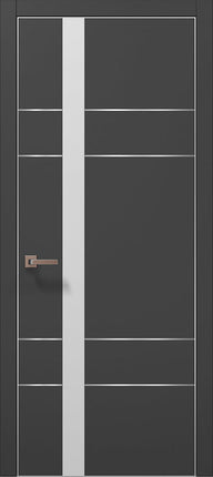 Ușă interior PL 10 – Design modern cu inserție aluminiu și sticlă satinată / Plato - Carlo Porte www.olivy.ro