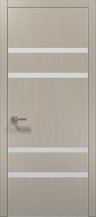 Ușă de interior PL 27 – 4 fâșii de sticlă albă pentru un efect modern / Plato - Carlo Porte www.olivy.ro