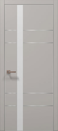 Ușă interior PL 10 – Design modern cu inserție aluminiu și sticlă satinată / Plato - Carlo Porte www.olivy.ro