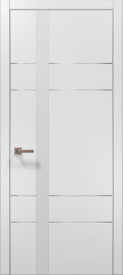 Ușă interior PL 10 – Design modern cu inserție aluminiu și sticlă satinată / Plato - Carlo Porte www.olivy.ro