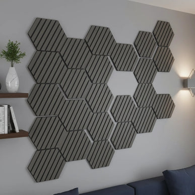 Panou riflaj decorativ, hexagonal - Antracit Mat XYPT-05