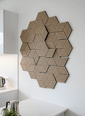 Panou riflaj decorativ, hexagonal – stejar natur XYPT-07