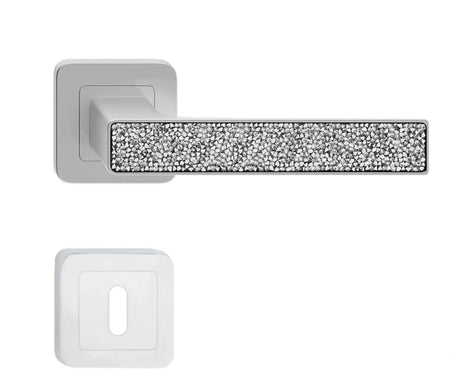 Manere usi DEKO Nichel satin cu decor de cristale albe TM