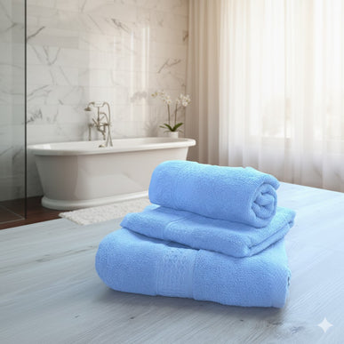 SET PROSOAPE BAIE din bumbac 100%, ALBASTRU, 3 piese, moale și absorbant