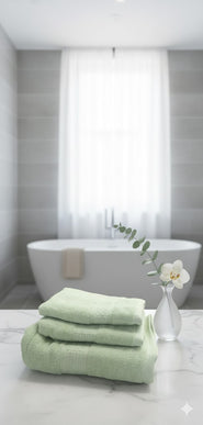 SET PROSOAPE BAIE din bumbac 100%, VERDE DESCHIS, 3 piese, moale și absorbant