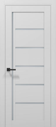 Ușă T08 Gri Mat cu Inserții Sticlă Neagră – Design Orizontal Modern / Tetra- Carlo Porte www.olivy.ro